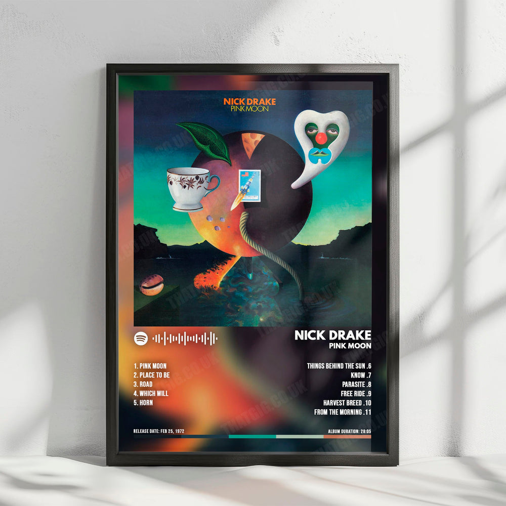 Nick Drake "Pink Moon" Album Cover Poster - with Complete Tracklist