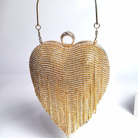 Heart Tassel Inlaid Diamond Heart-Shaped Handbag