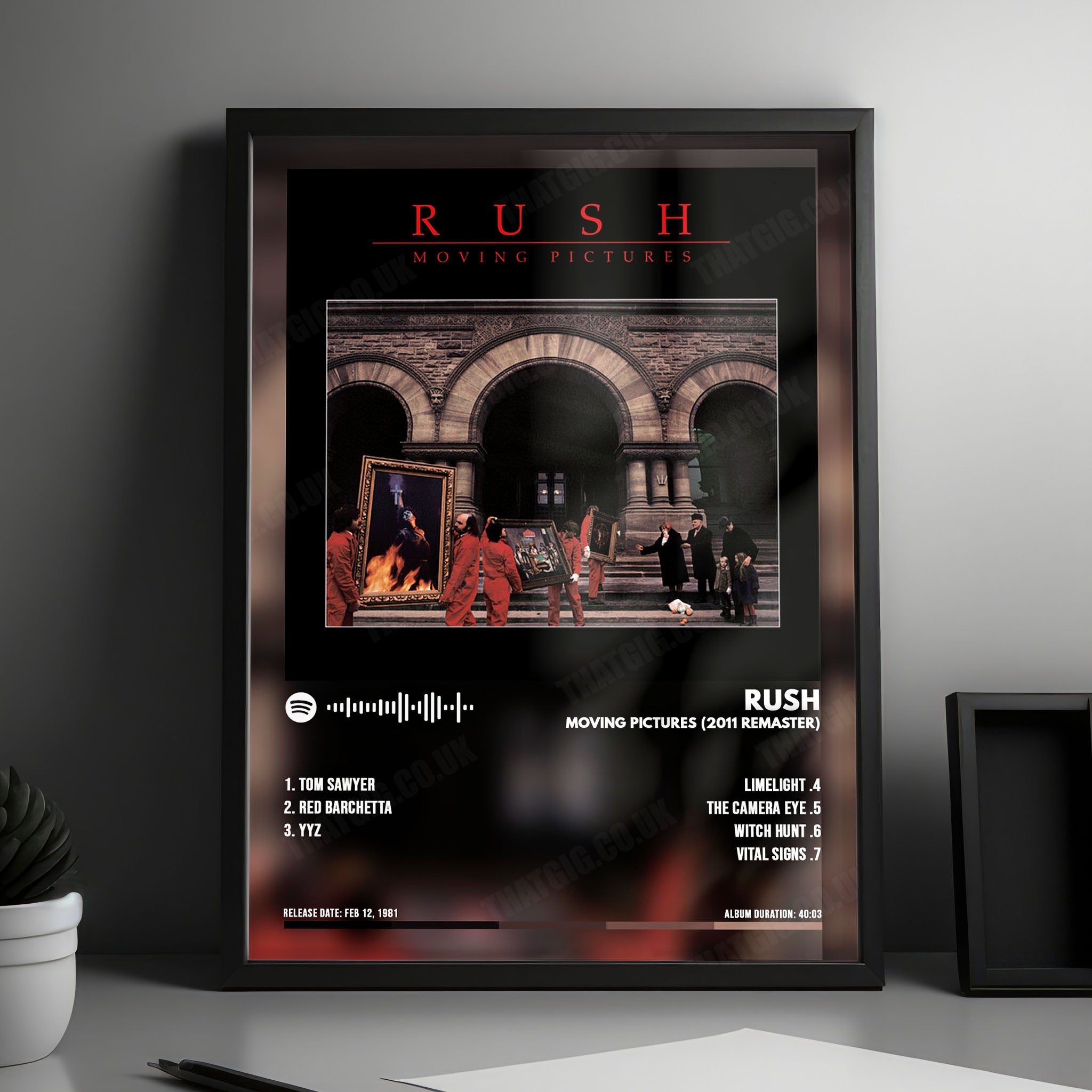Rush "Moving Pictures" Album Cover Poster - with Complete Tracklist