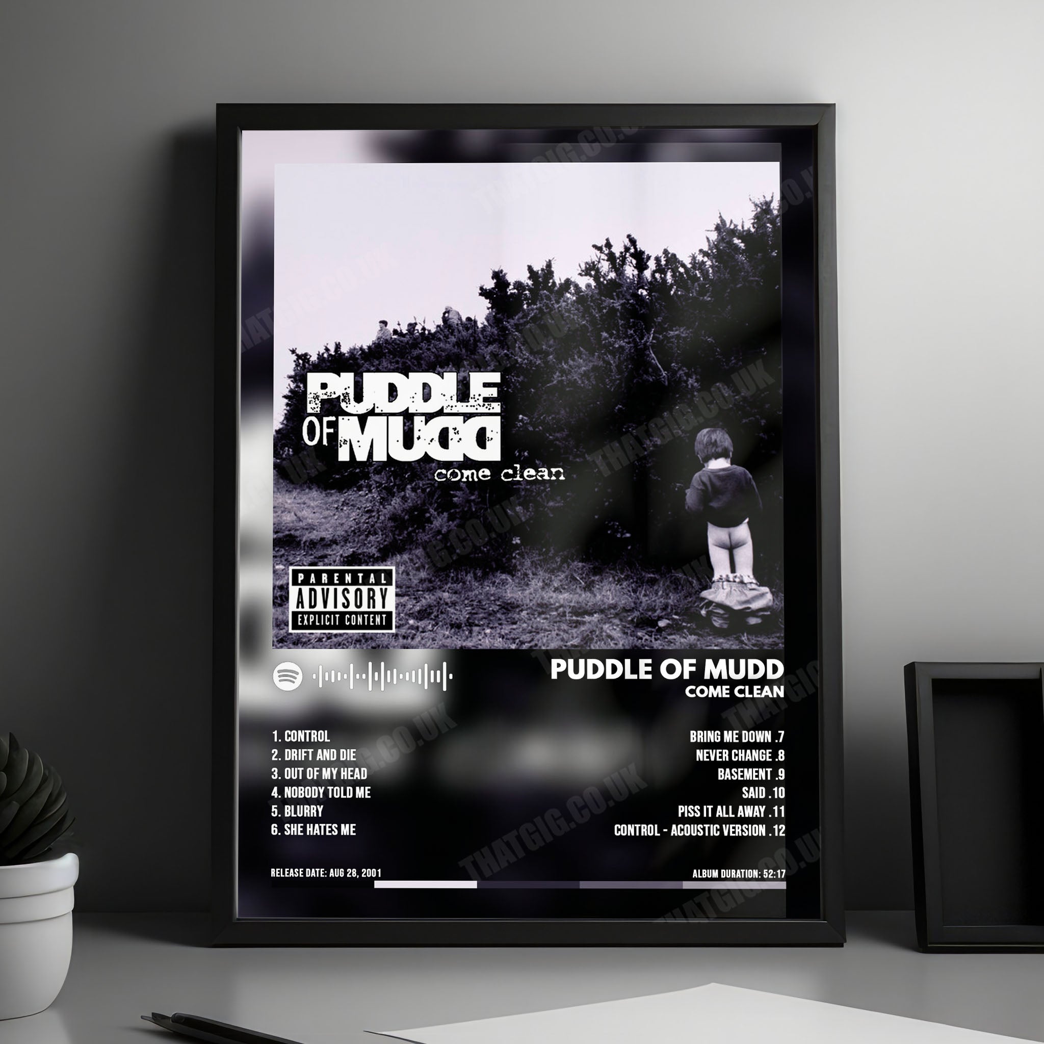 Puddle Of Mudd "Come Clean" Album Cover Poster - with Complete Tracklist