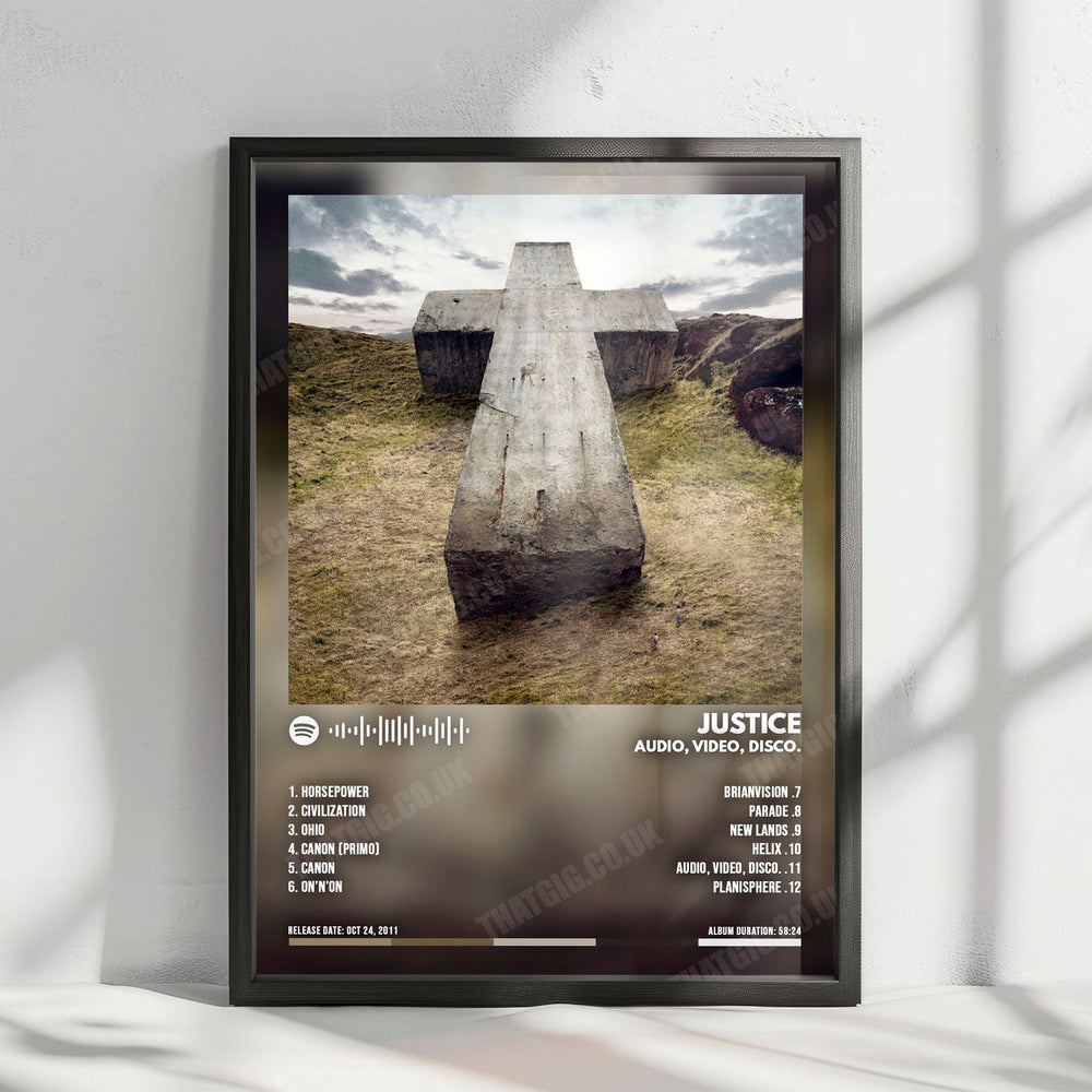 Justice "Audio, Video, Disco" Album Cover Poster - with Complete Tracklist