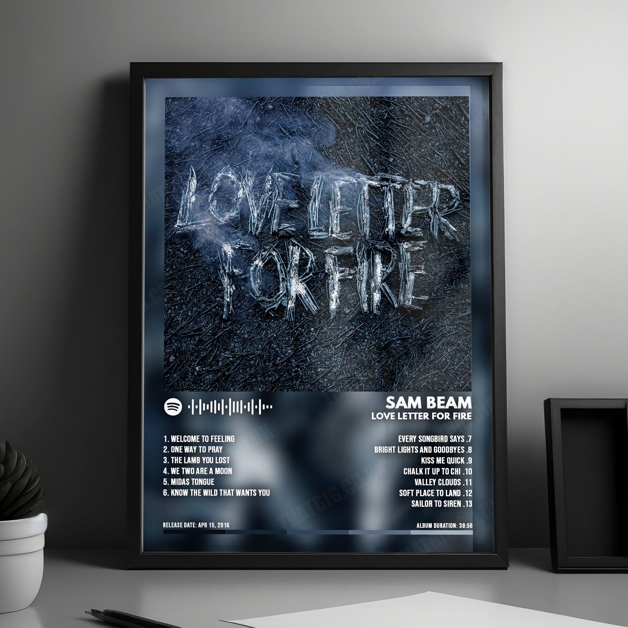 Sam Beam & Jesca Hoop "Love Letter for Fire" Album Cover Poster - with Complete Tracklist
