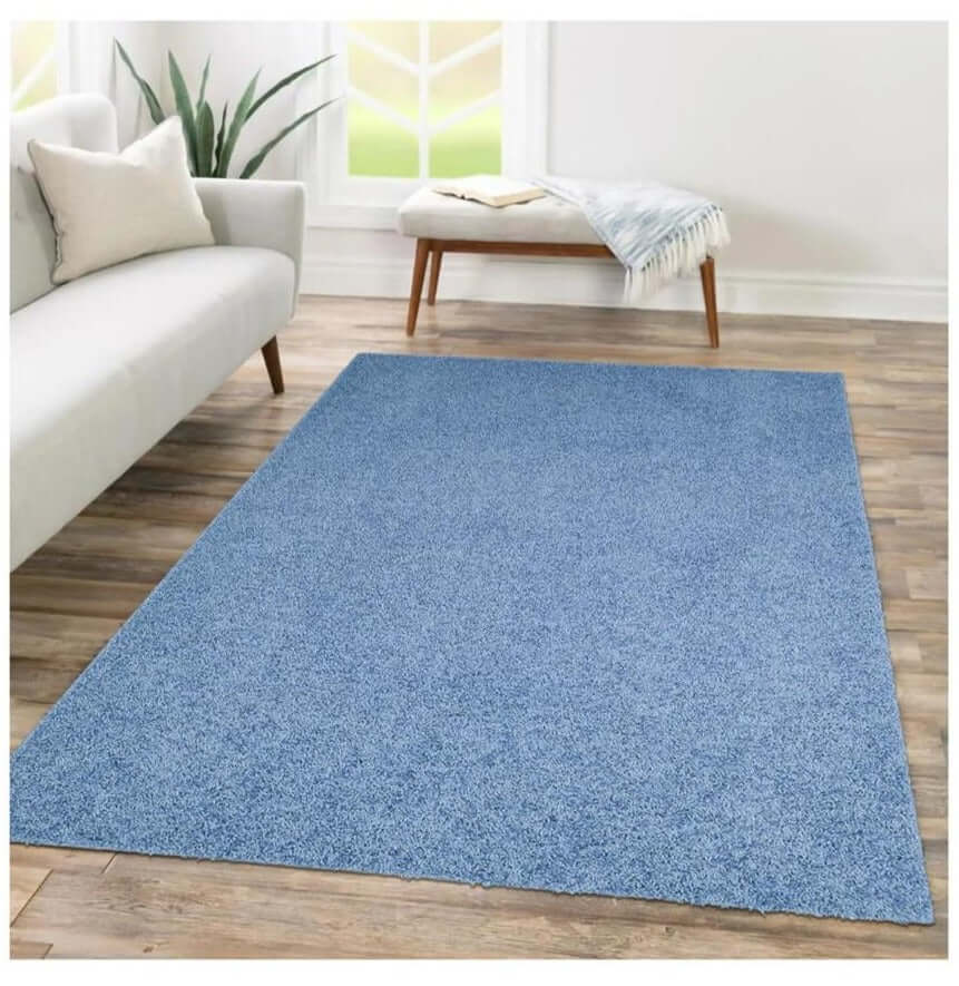 Fiji Sky Blue Washable Shaggy Rug for Comfort and Style