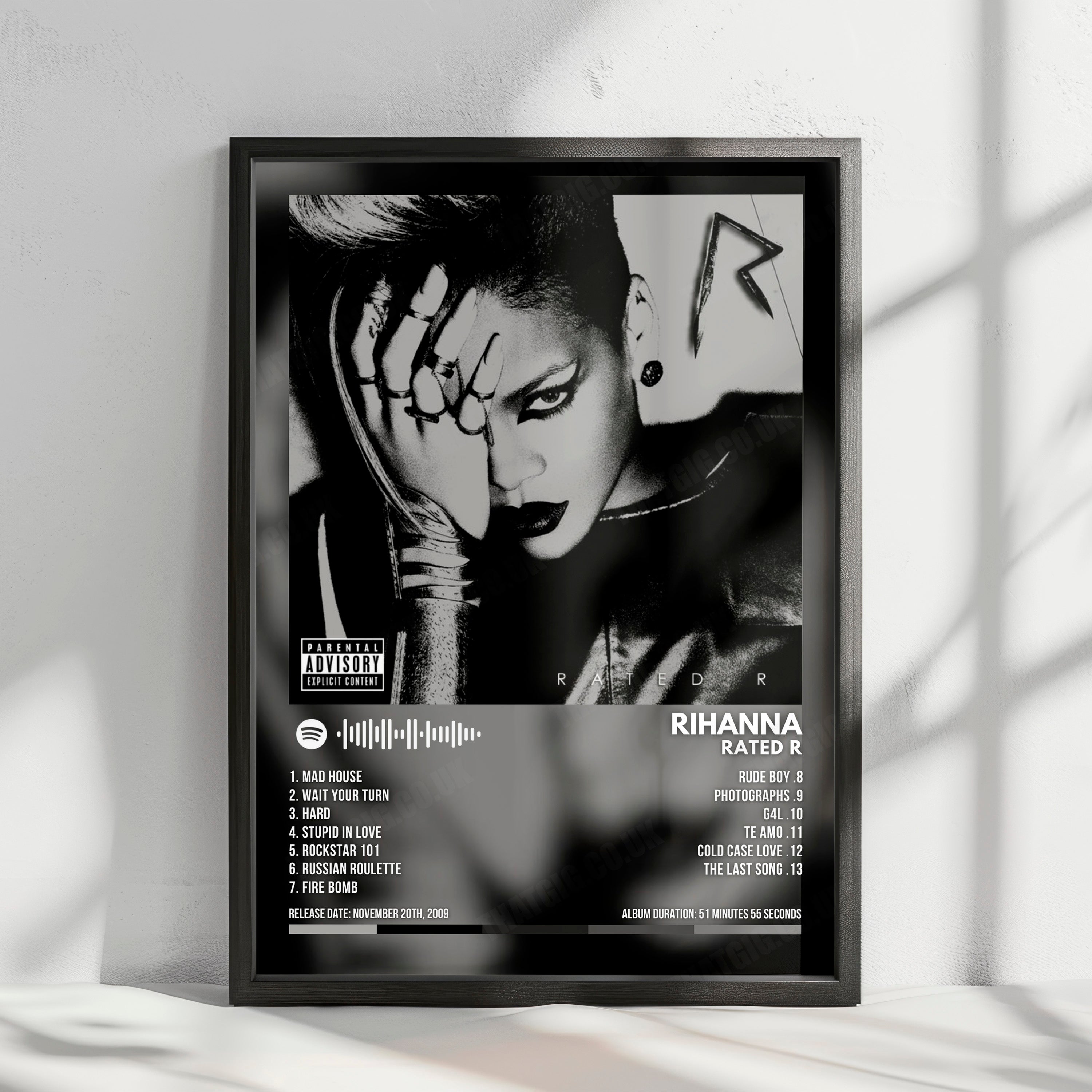 Rihanna "Rated R" Album Cover Poster - with Complete Tracklist