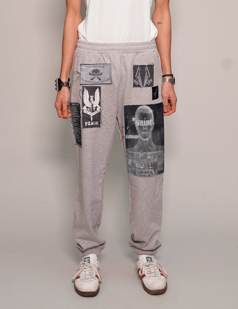 Multi-Patch Jogger Pants in Grey