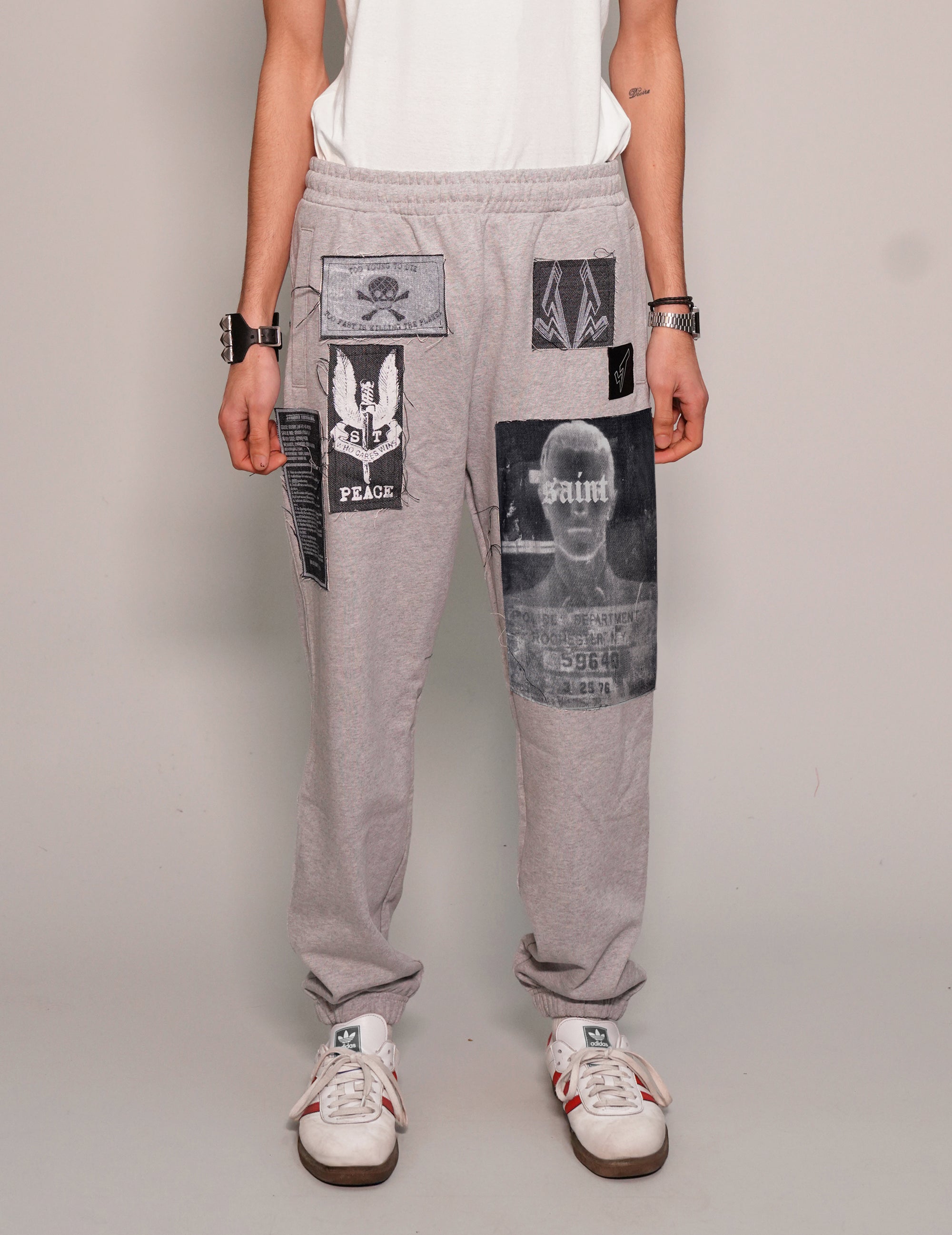 Multi-Patch Jogger Pants in Grey