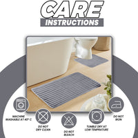 2 Piece Ribbed Bath Mat Set in Charcoal Extra Soft Non Slip Super Absorbent Bathroom & Toilet Mats Easy Care Rug by OLIVIA ROCCO