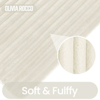 2 Piece Ribbed Bath Mat Set in Cream Extra Soft Non Slip Super Absorbent Bathroom & Toilet Mats Easy Care Rug by OLIVIA ROCCO