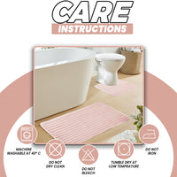 2 Piece Ribbed Bath Mat Set in Pink Extra Soft Non Slip Super Absorbent Bathroom & Toilet Mats Easy Care Rug by OLIVIA ROCCO