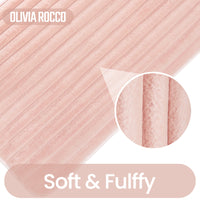 2 Piece Ribbed Bath Mat Set in Pink Extra Soft Non Slip Super Absorbent Bathroom & Toilet Mats Easy Care Rug by OLIVIA ROCCO