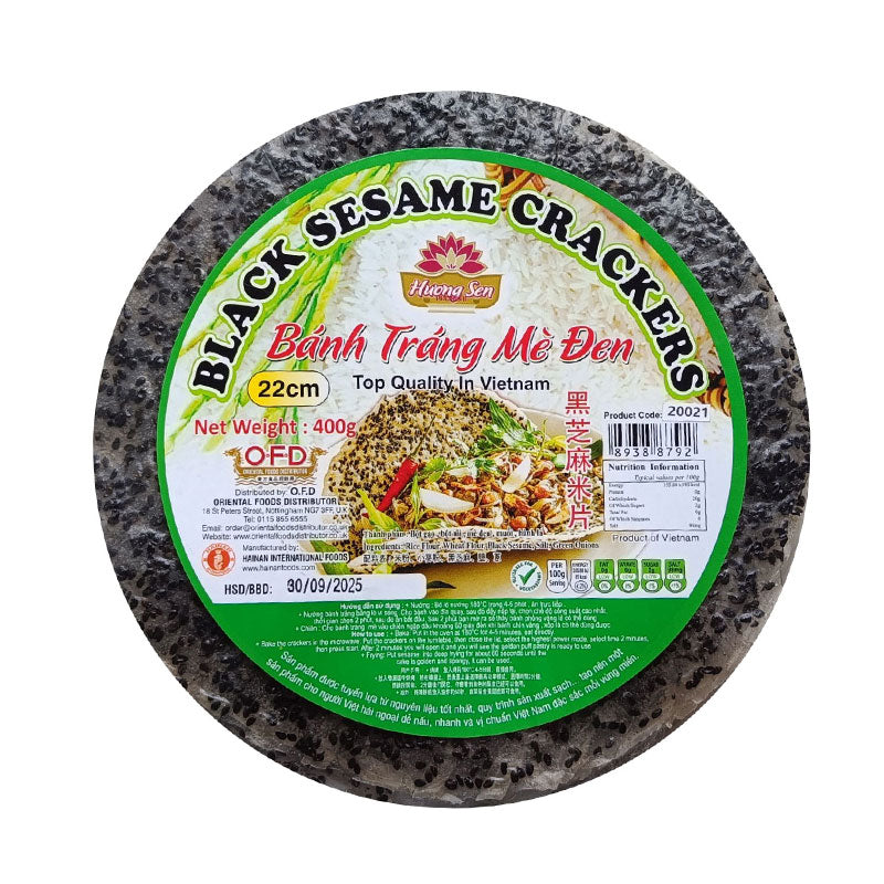 HUONG SEN Black Sesame Crackers Banh Trang Me Den 22cm 400g