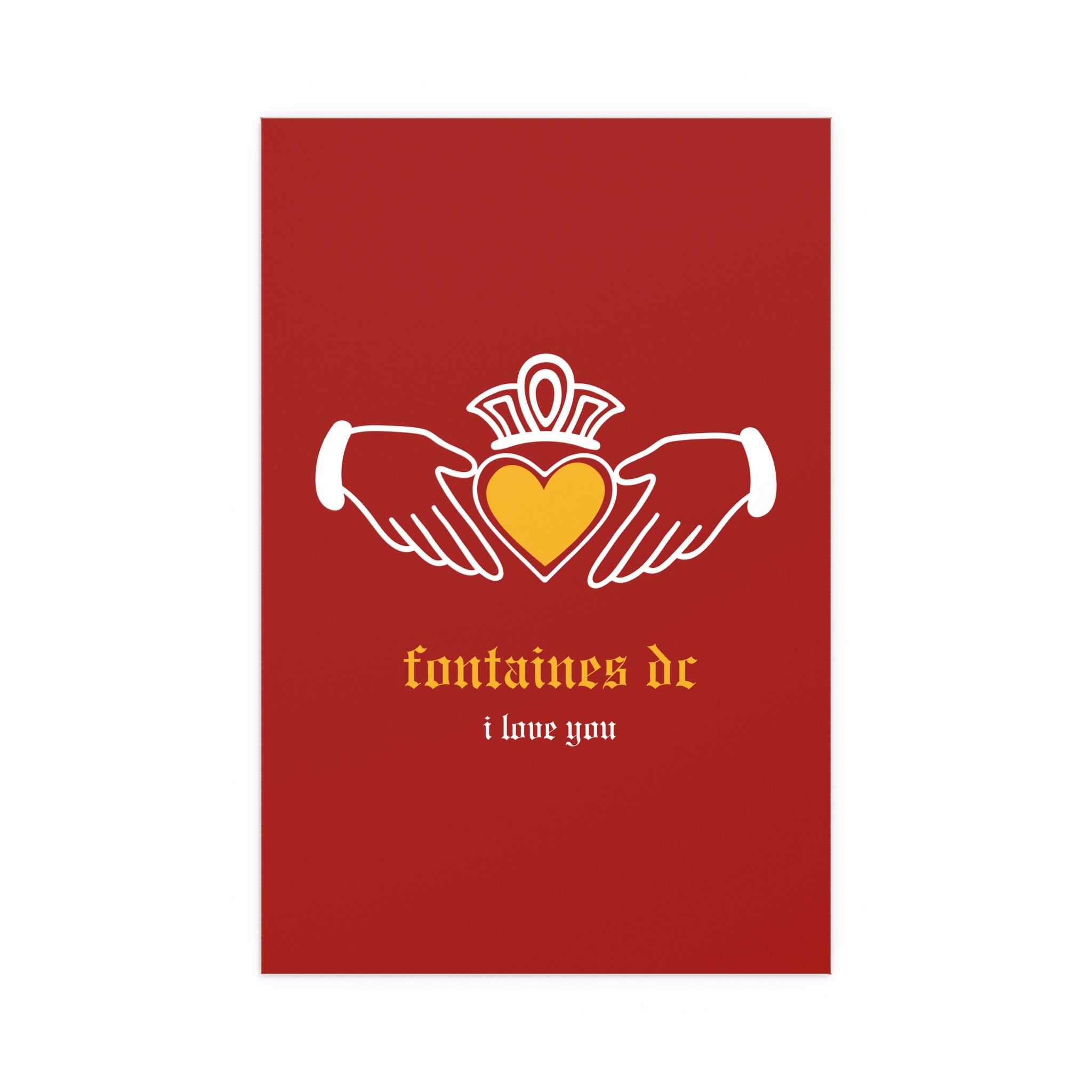 Fontaines DC - I Love You - Irish Claddagh (Red + Yellow)