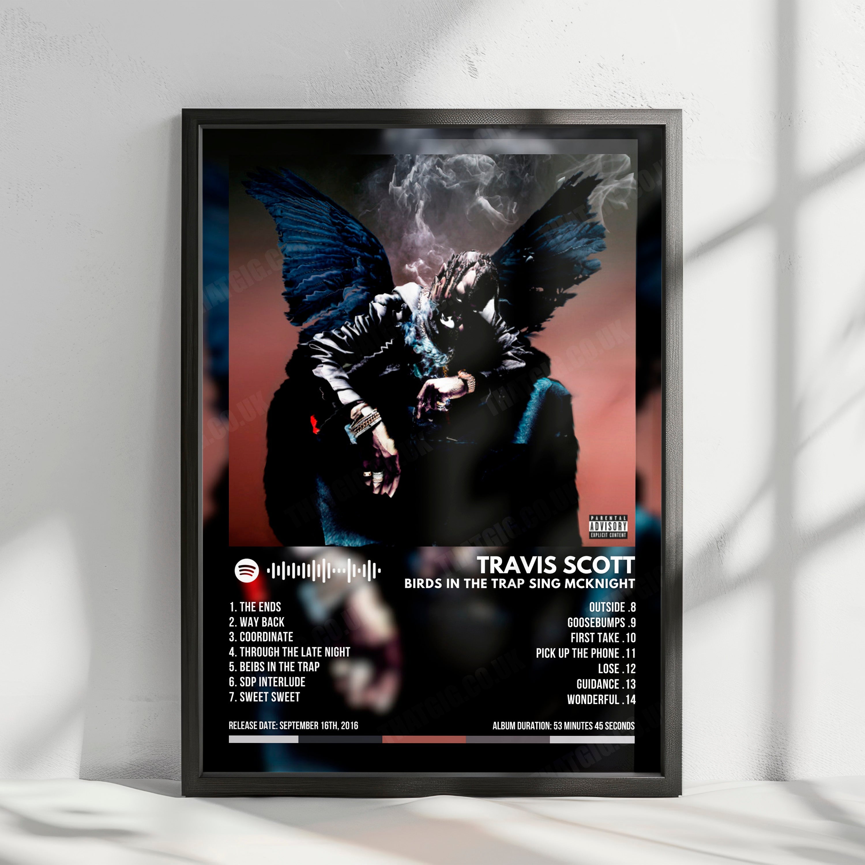 Travis Scott "Birds In The Trap Sing Mcknight" Album Cover Poster - with Complete Tracklist