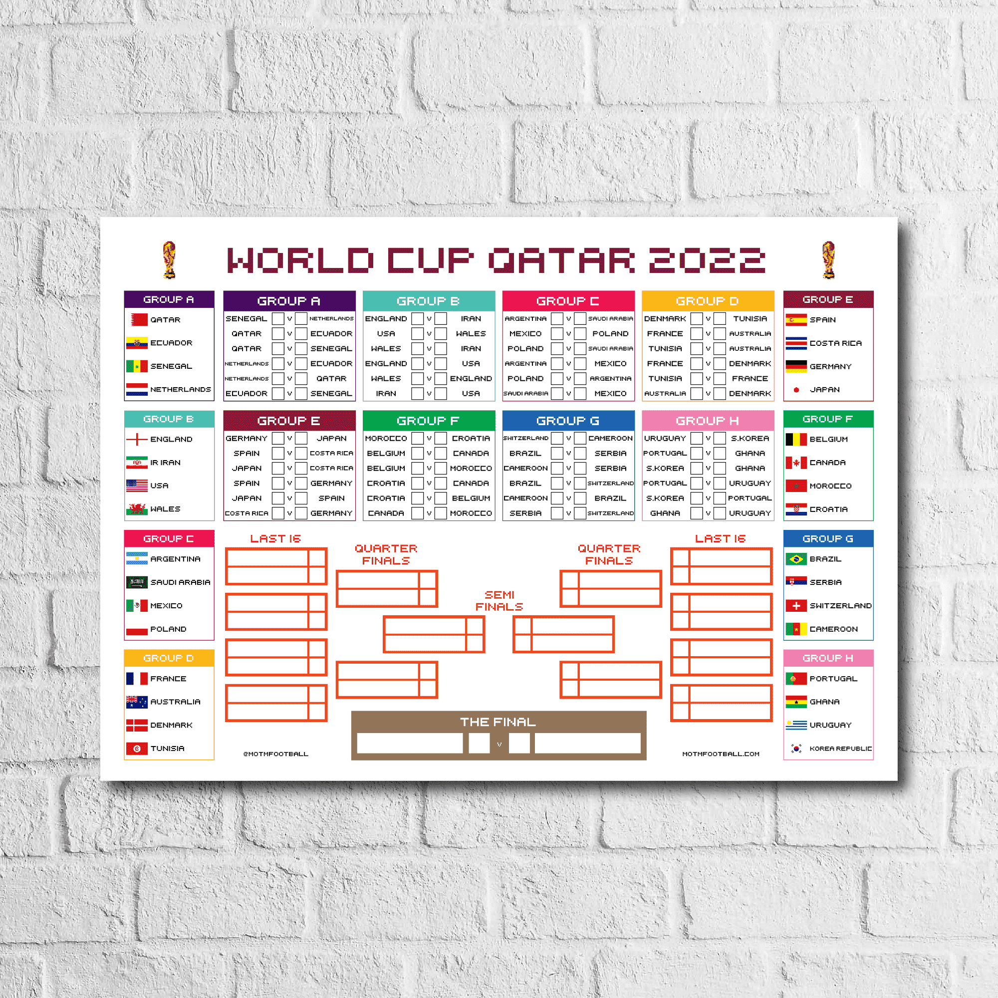 Retro Qatar 2022 World Cup Wall Chart