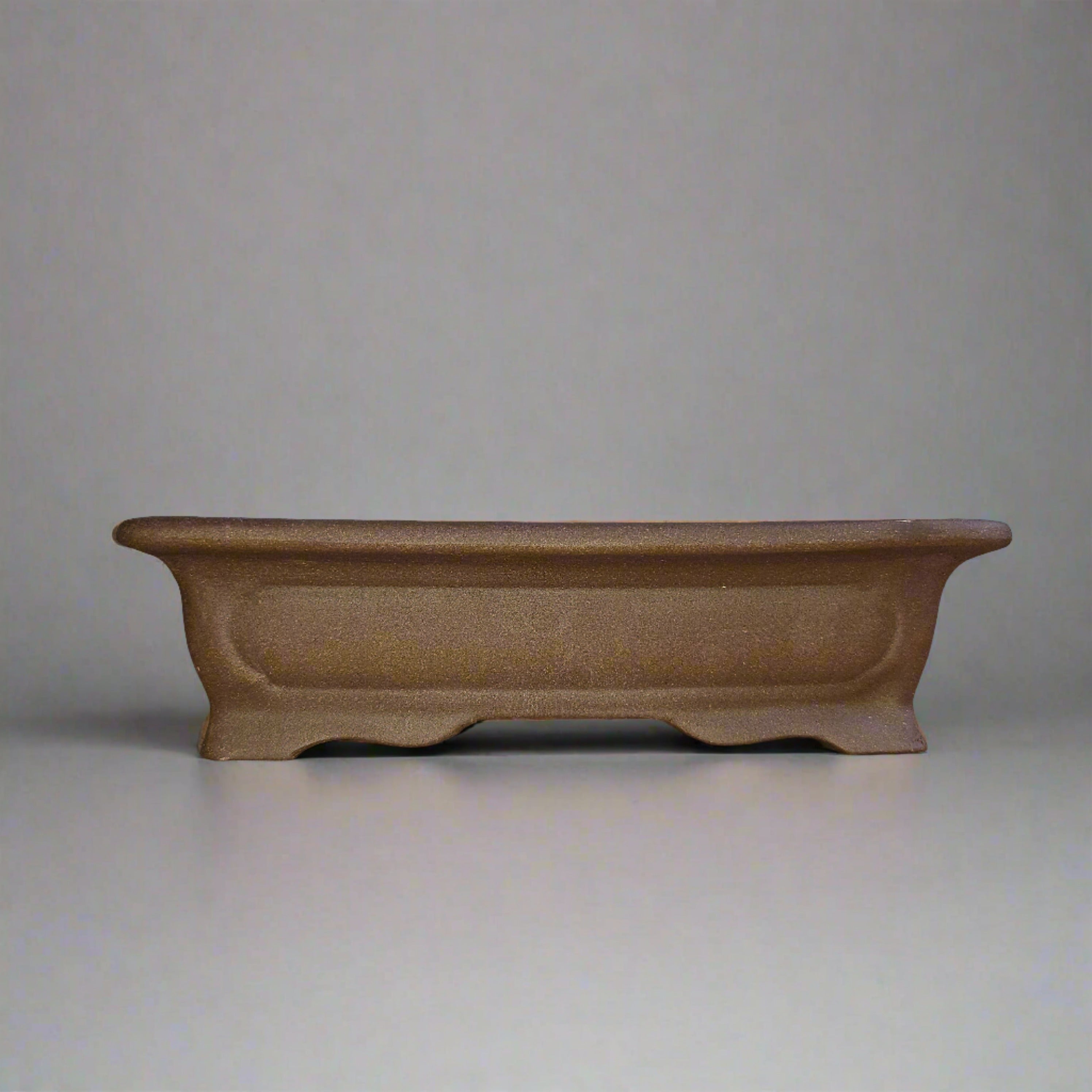 17cm Premium Unglazed Rectangular Bonsai Pot in Brown