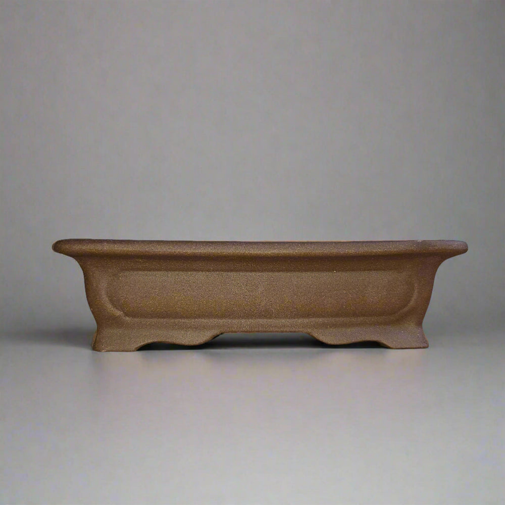 17cm Premium Unglazed Rectangular Bonsai Pot in Brown