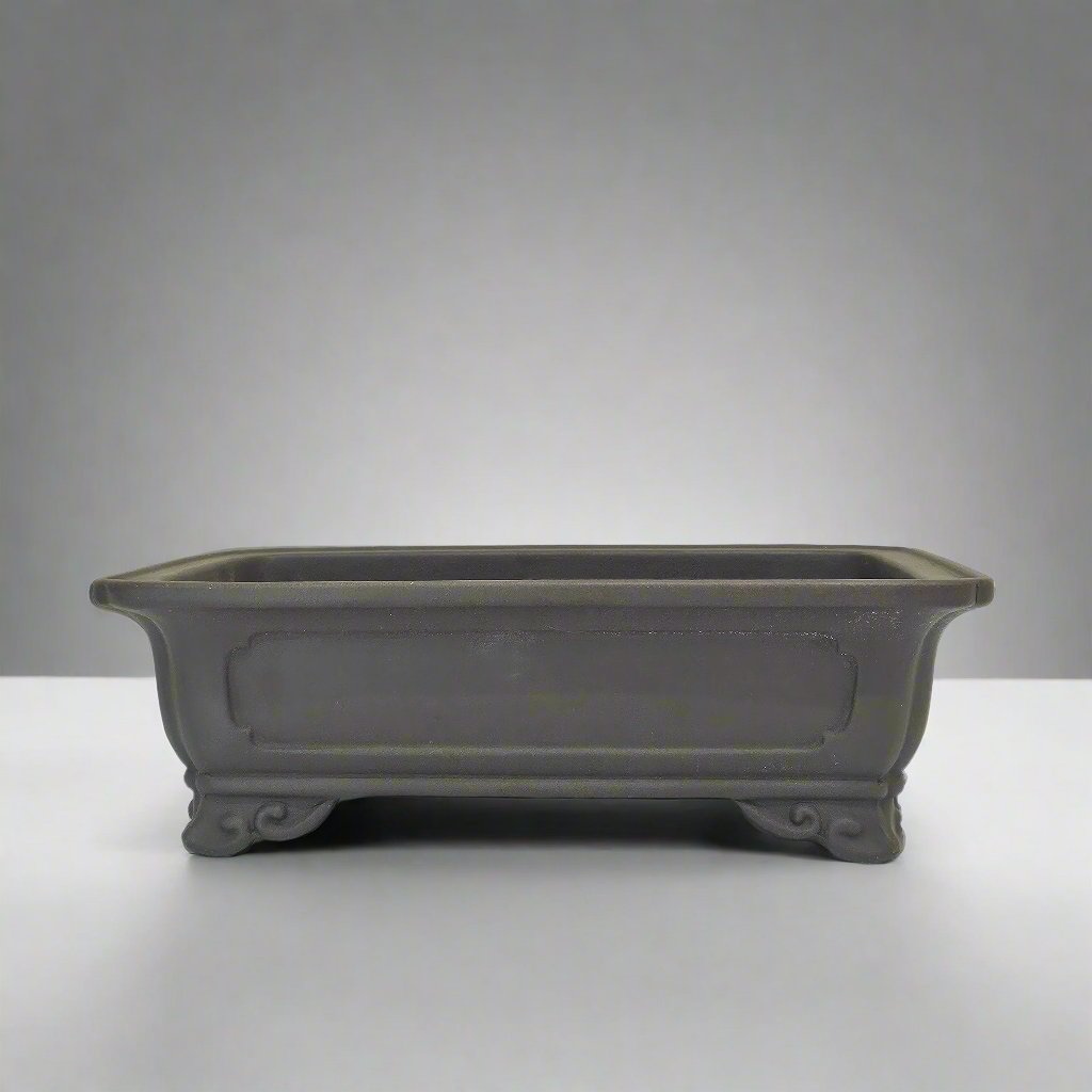 Premium 24cm Unglazed Ceramic Bonsai Pot - Rectangular Brown Planter