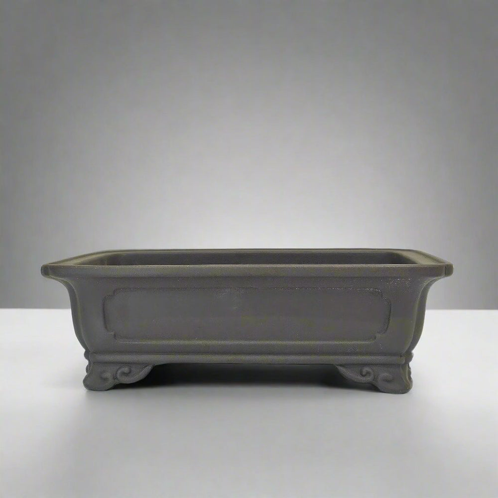 Premium 24cm Unglazed Ceramic Bonsai Pot - Rectangular Brown Planter