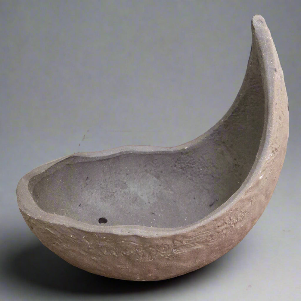 Half-Moon 17cm Unglazed Bonsai Pot in Natural Brown