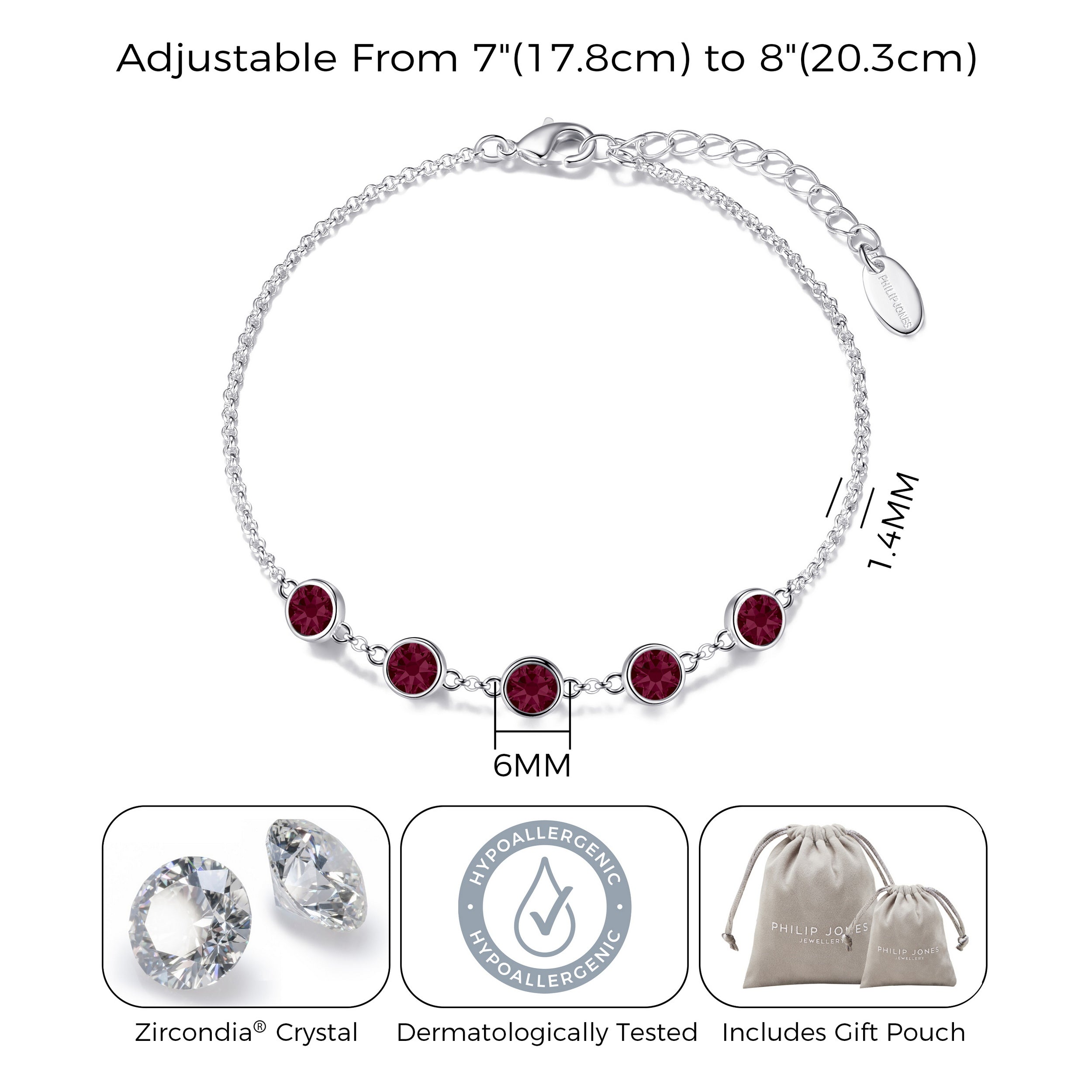 Red Crystal Chain Bracelet Created with Zircondia® Crystals