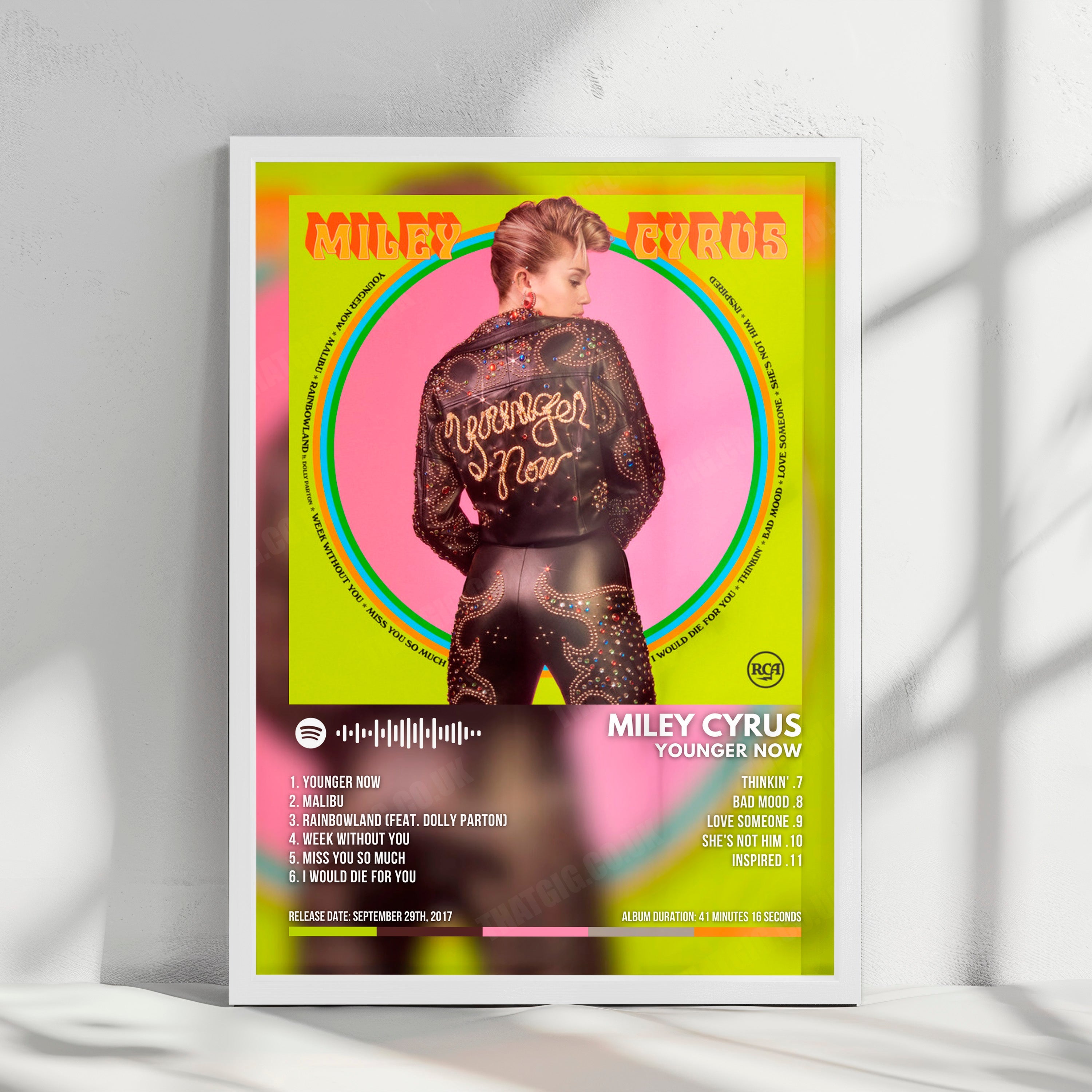 Miley Cyrus "Younger Now" Album Cover Poster - with Complete Tracklist