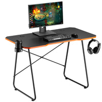 Maplin Gaming Desk with Headphone Hook & Cup Holder - Matte Black & Orange