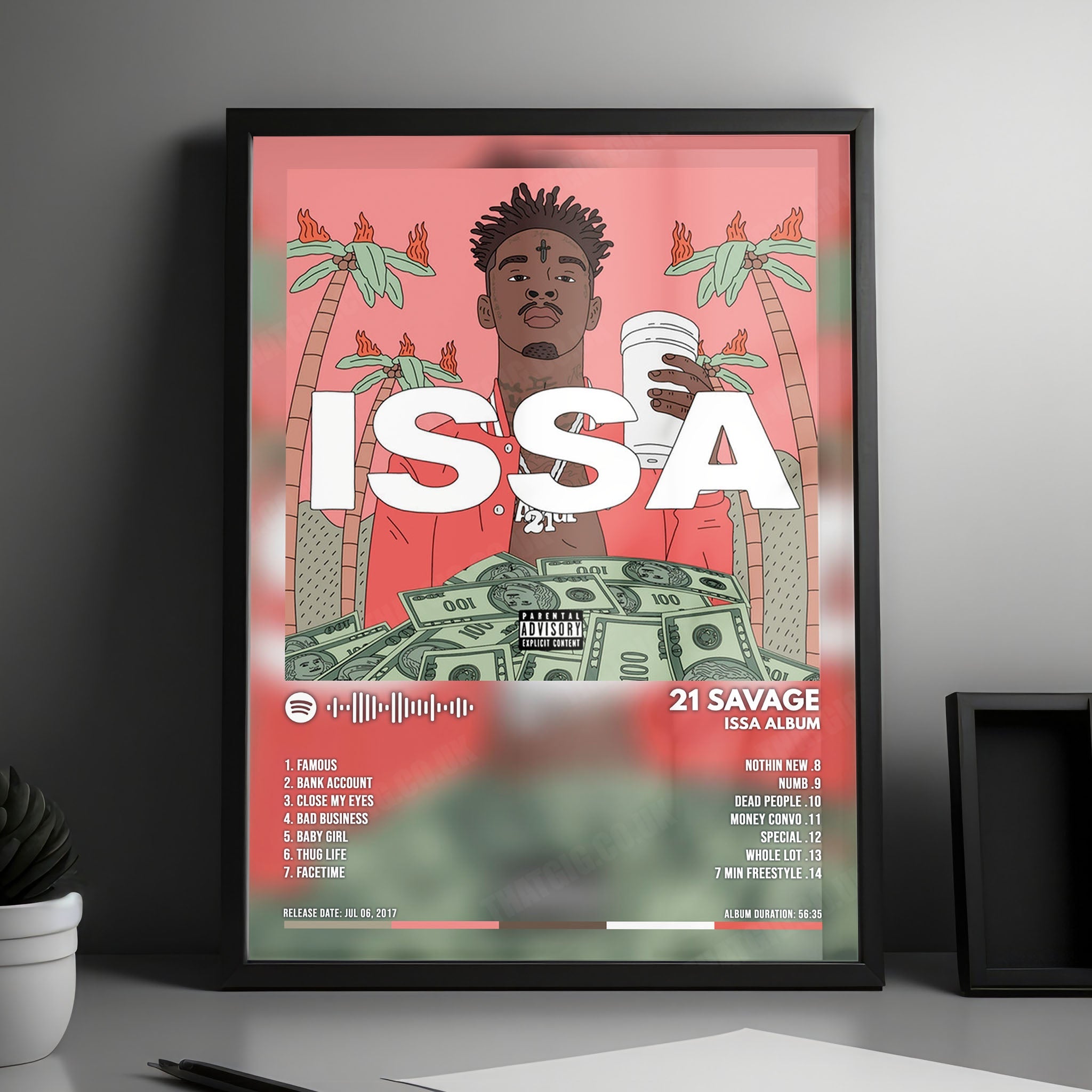 21 Savage "Issa Album" Album Cover Poster - with Complete Tracklist