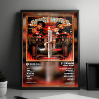 21 Savage "Savage Mode II" Album Cover Poster - with Complete Tracklist