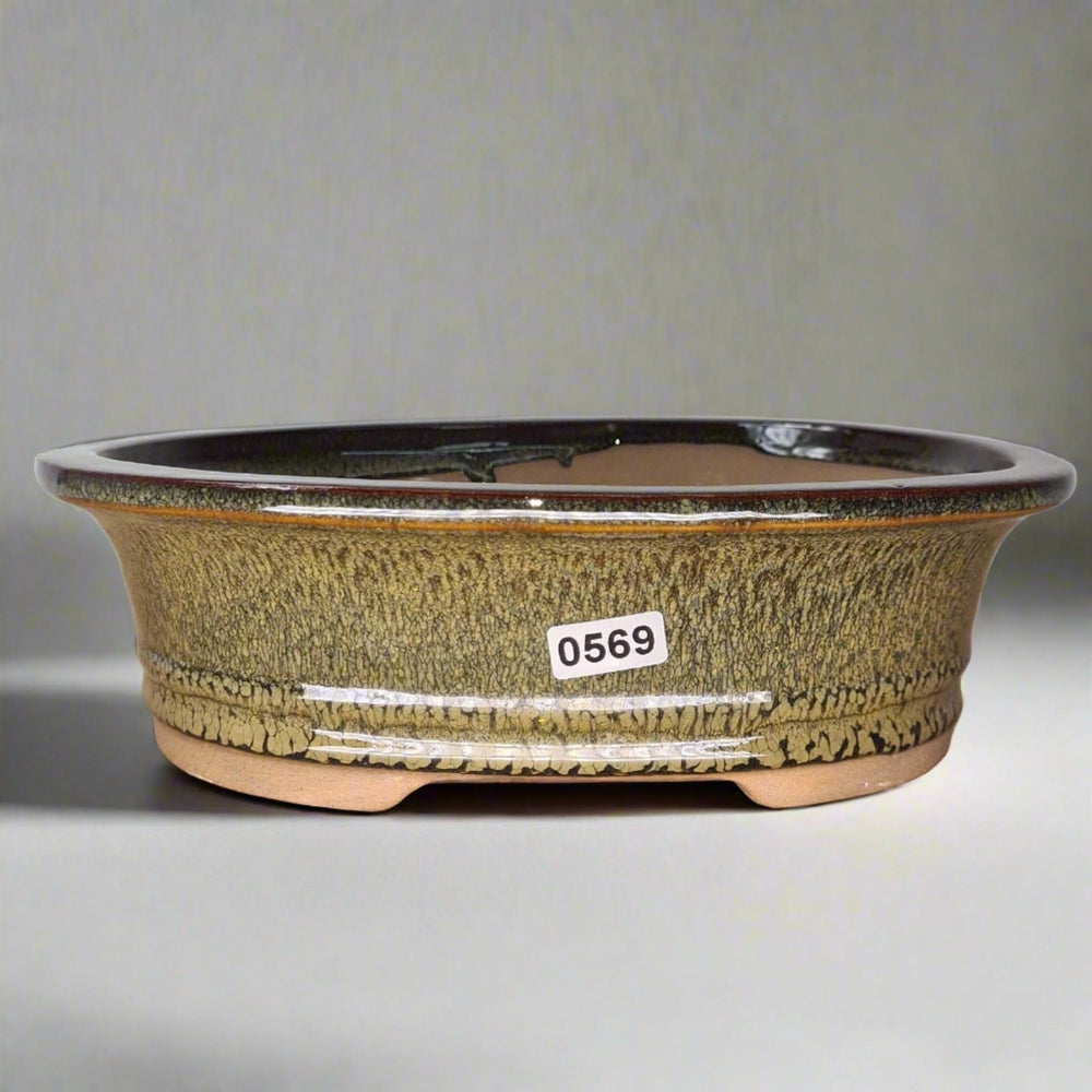 Elegant 21cm Glazed Green Bonsai Pot for Perfect Plant Displays