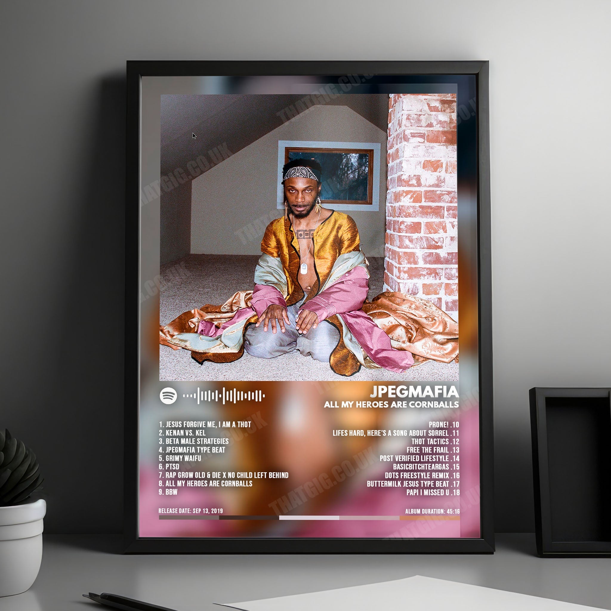 Jpegmafia "All My Heroes Are Cornballs" Album Cover Poster - with Complete Tracklist