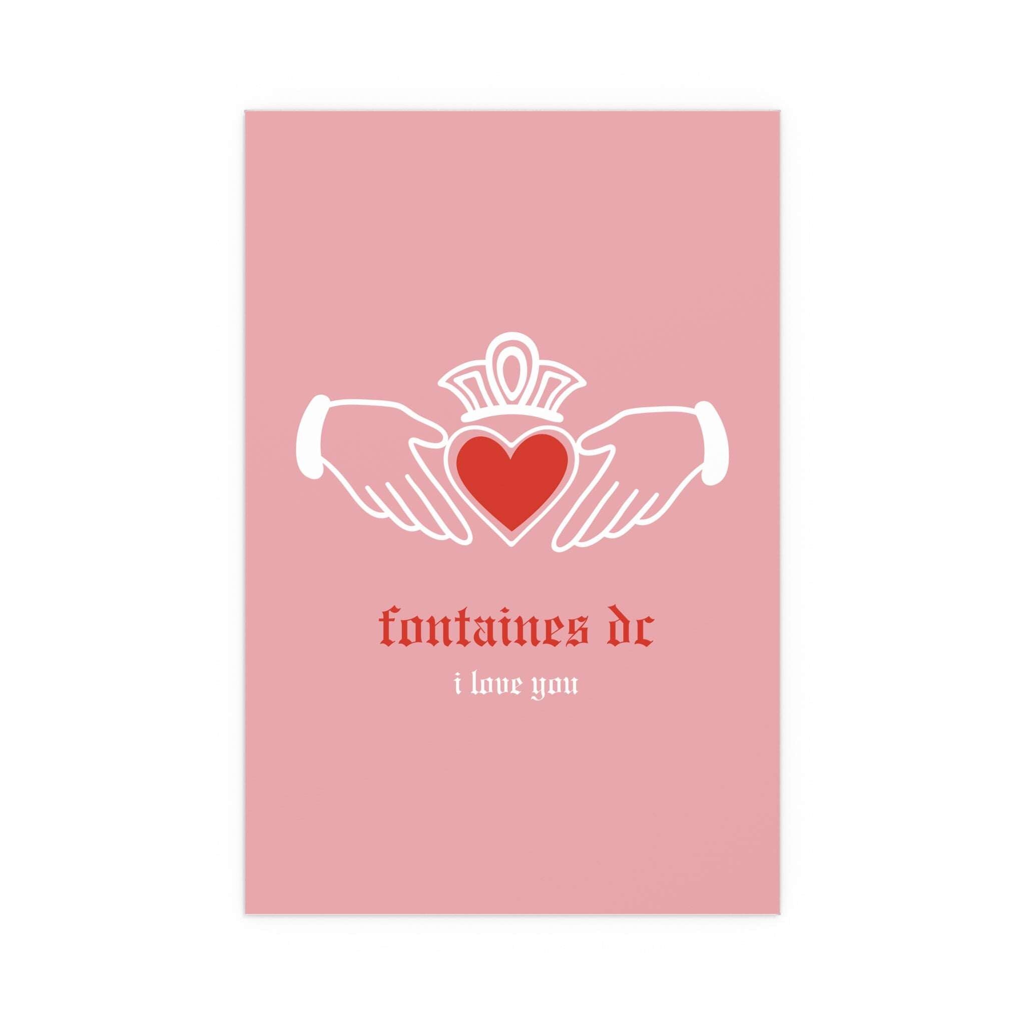 Fontaines DC - I Love You - Irish Claddagh (Pink + Red)