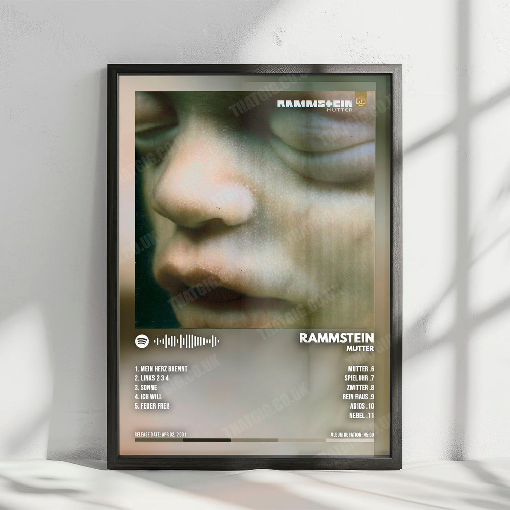 Rammstein "Mutter" Album Cover Poster - with Complete Tracklist