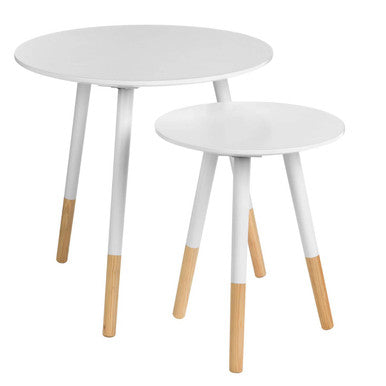 Set Of Two Viborg White Round Side Tables