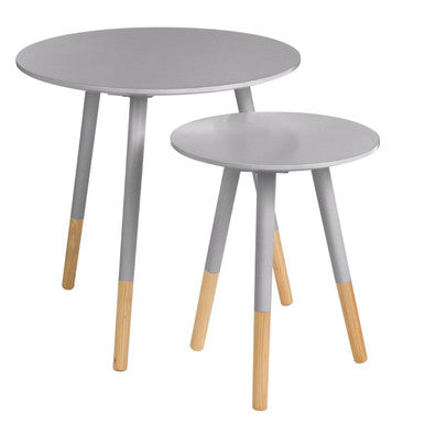 Set Of Two Viborg Grey Round Side Tables