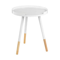 Viborg White And Natural Round Side Table