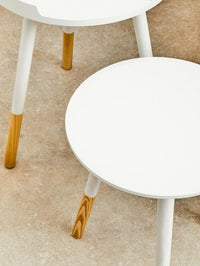 Viborg White And Natural Round Side Table
