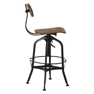 New Foundry Adjustable Wooden Seat Bar Stool