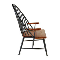New Foundry Walnut Wood And Metal Armchair
