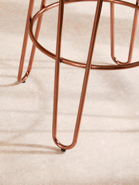 District Rose Gold Finish Wooden Top Bar Stool With Metal Legs