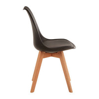 Stockholm Black Chair With Cushion And Beech Wood Legs