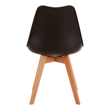 Stockholm Black Chair With Cushion And Beech Wood Legs
