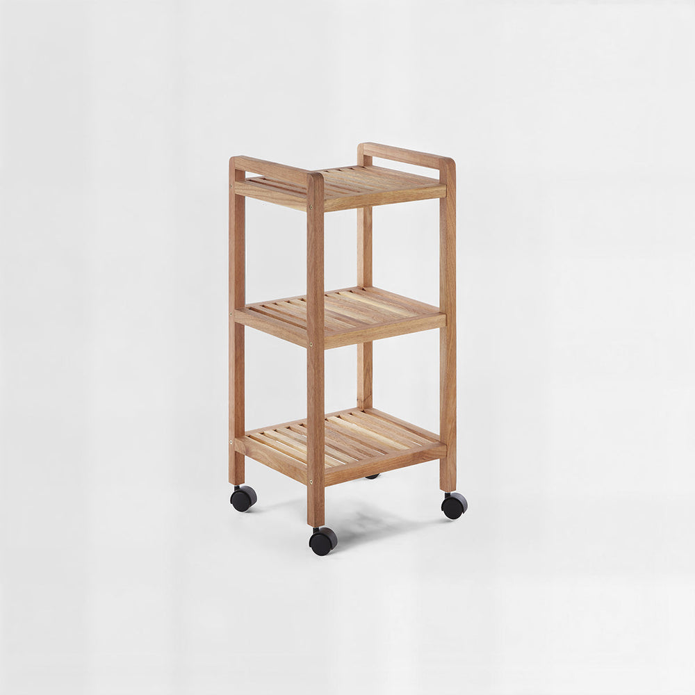 ARLA 3 Tier Walnut Wood Bathroom Trolley