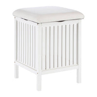 Salon White Bathroom Storage Stool with padded seat