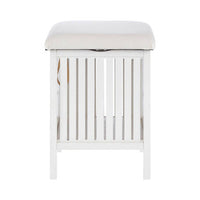 Salon White Bathroom Storage Stool with padded seat