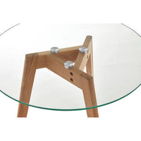 Nostra Set Of Two Glass Top Oak Wood Side Tables