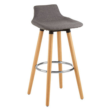 Stockholm Grey Bar Stool with Beechwood Legs