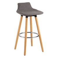 Stockholm Grey Bar Stool with Beechwood Legs