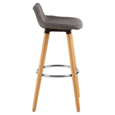 Stockholm Grey Bar Stool with Beechwood Legs