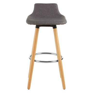 Stockholm Grey Bar Stool with Beechwood Legs