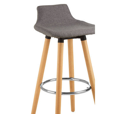 Stockholm Grey Bar Stool with Beechwood Legs